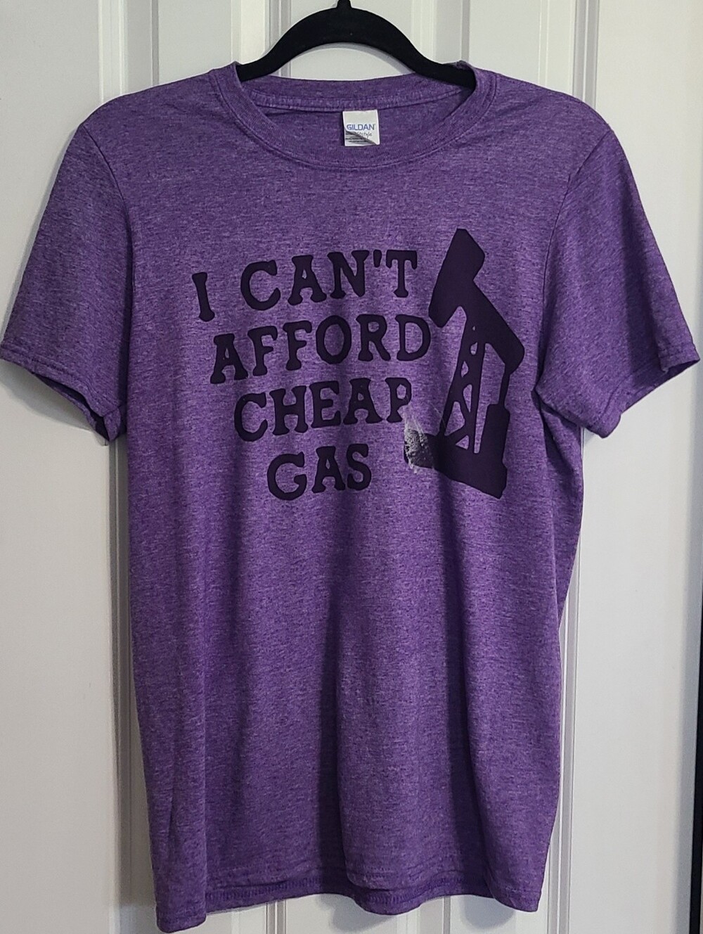 Gildan Purple Short Sleeve Tee with Black Graphic